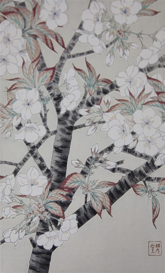 Kawarazaki Shodo (1889-1973) four ukiyo-e prints of flowers, all mounted, varying condition (7)